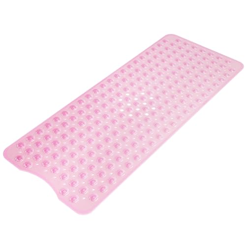AmazerBath Shower Mat Non Slip 40 x 16 Inches, Shower Stall Mats with Suction Cups and Drain Holes, Non Slip Bath Mat for Tub for Elderly & Kids, Clear Pink - color: Clear Pink, size: 40" x 16" (Rectangular)