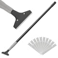 Luvenia Heavy Duty 4-Inch Razor Blade Floor Scraper, 50-Inch Long Handle | 10PCS Extra Metal Blades, Razor Scraper for Cleaning Glass, Windows, Showers, Tile, Ceilings - size: 50in