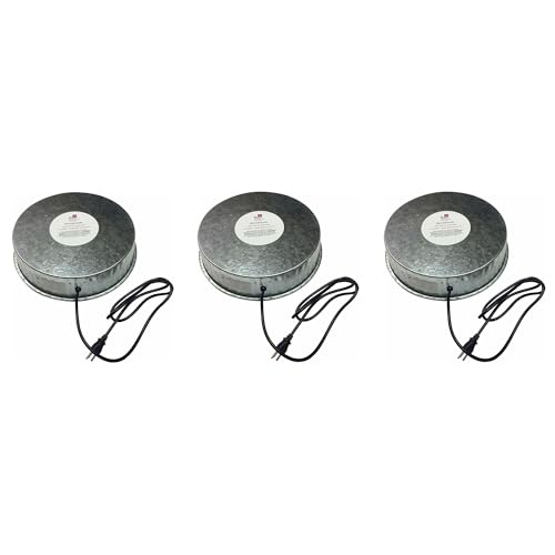 Farm Innovators 125 Watt Heated Base for Double Wall Metal Poultry Founts with 35 Degrees Fahrenheit Temperature and Below, 3 Pack, Metallic