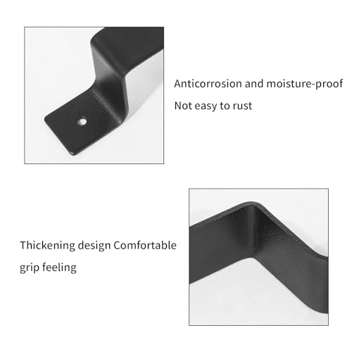 Barn Door Handle Black Steel Hardware，for Sliding Door Fence Door Wardrobe Drawer Garage Warehouse, Rustic Style (2pcs)