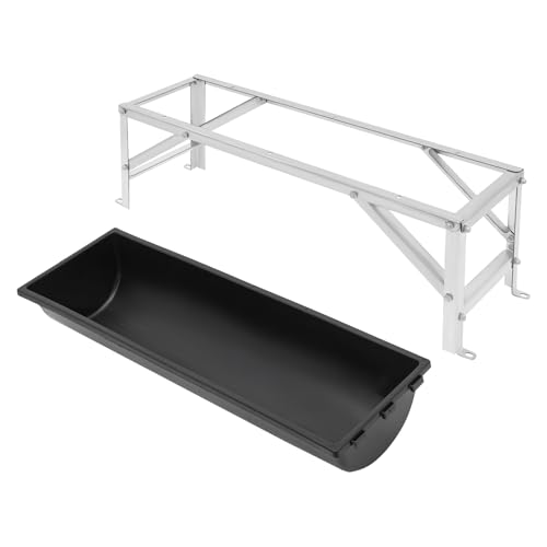 Livestock Feeding Trough, 35L/9.25Gal Livestock Feed Trough – Durable Black Feeding Trough for Sheep Goats Cattle –Heavy Duty Steel Livestock Trough for Barn Yard Farm Ranch Use Easy Clean