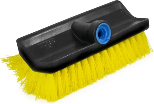 Unger Professional Hydropower Lock-On 10” Bi-Level Scrub Brush, Cleaning Supplies, Scrubber Tool, Compatible with Waterflow Poles, Use in Garage, Driveway, Deck, Concrete, Cement, & Brick(Pack of 12) - size: 10 inches (Pack of 12), style: Multi-Angle Scru