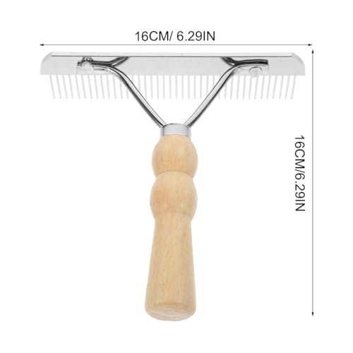 POPETPOP Horse Grooming Tool: Horse Mane and Tail Brush with Wood Handle - Combs for Pet Shedding, Dematting Brush Rake Comb for Sheep, Dog and Pet Grooming
