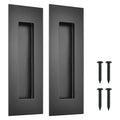 6 Inch Sliding Closet Door Handles, 2 Pack | Stainless Steel Recessed Finger Flush Pulls, Rectangular Matte Black Pocket Door Handles for Closet Doors Sliding Barn Doors - size: 6"×1.97" (L×W)