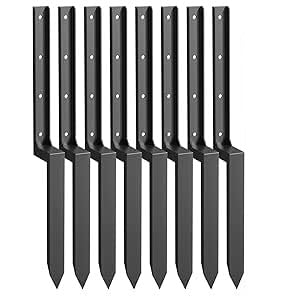 BAVNNRO 8PCS Fence Post Repair Kit, Heavy Duty Fence Post Repair Stakes, Anchor Ground Spike for Fix Broken Wooden Support - style: 8PCS
