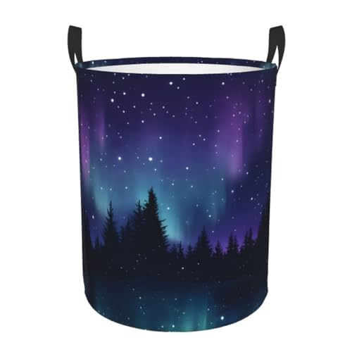 Laundry Basket Starry Night Collapsible Large Capacity,Dirty Clothes Basket Durable Lightweight Hamper With Handles Ideal For Clothes,Toys Home Organization size19.6"L x 15.7"W,63L - color: starry