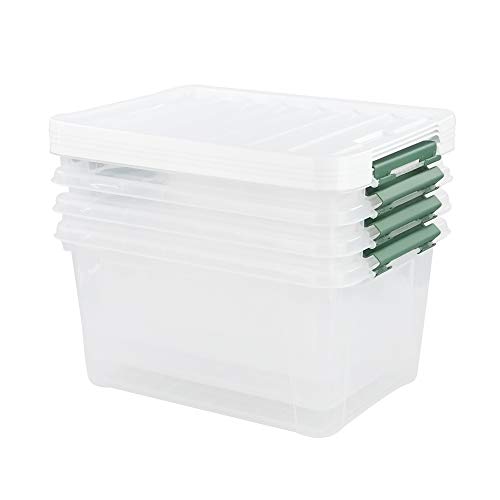 Gloreen 35 Quart Clear Storage Bins with Lid, Multipurpose Boxes Set of 4 | Stackable Plastic Latches Storage Containers - size: 35 Quart, 4 Packs