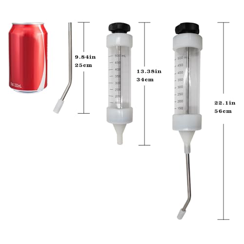 500ML Livestock Syringe with Silicone-Tipped Stainless Steel Nozzle, Large Capacity Veterinary Drench Gun for Feeding & Medicating Pig, Goat, Cow, Sheep, Horse