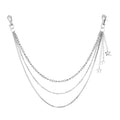 Layered Wallet Chain, Pants Chain for Men and Women | Layered wallet and pants chains for men and women to style jeans with punk, Y2K, biker, and streetwear looks. - color: Starlight Silver - Star Triple
