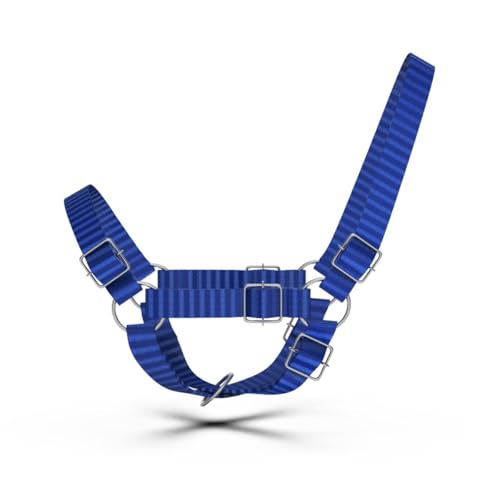 Adjustable Nylon Cow Halter | Calf Halter one Halter for (1 Year to Full Size) Easy Adjustable Straps elimates the Need of Ill-Fitting Cattle Halter - color: BLUE
