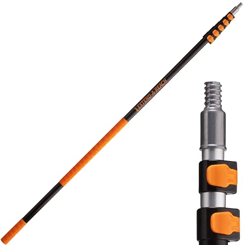 5-24 ft Long Telescopic Extension Pole, Multi-Purpose Extendable Pole | Universal Twist-on Metal Tip // Lightweight and Sturdy // Best Telescopic Pole for Painting, Dusting and Window Cleaning - size: 24 feet