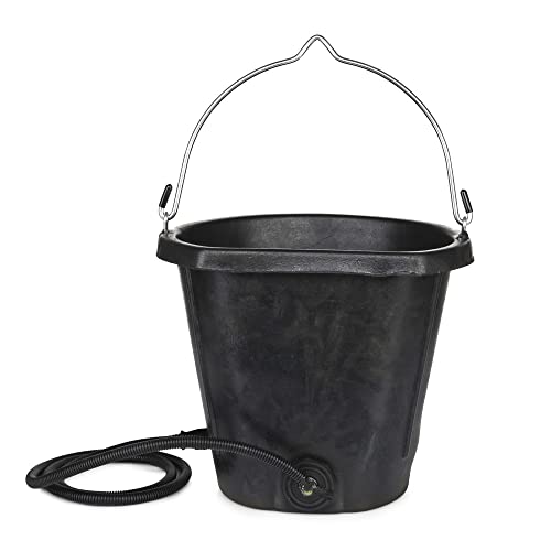 Farm Innovators FB-80R Heated Flat-Back Rubber Bucket, 70 Watts, 3 Gallon | Thermostatically controlled to operate only when necessary, resists cold weather cracking down to -35°F, anti-chew cord - color: 3 Gallon, size: Single
