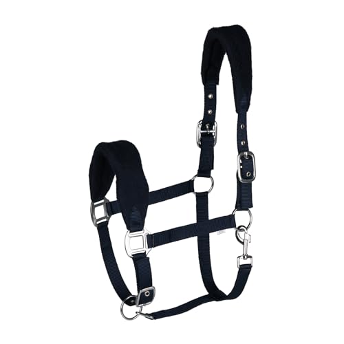 Horze Kiel Adjustable Horse Halter with Fleece Padding - Dark Navy - Pony - color: Dark Navy, size: Pony