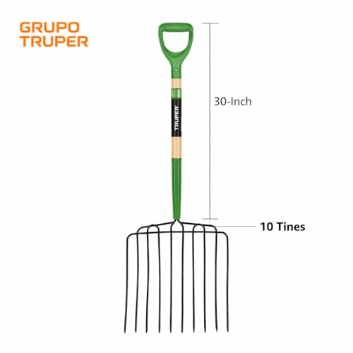 Truper TruTough Ensilage Fork, Manure/Bedding Fork, 10 Tines, 30-Inch Wood Handle with Poly D-Handle (Model BPJ-10/30330) - size: 30-Inch, style: Tru Tough - Manure/Bedding Fork 10-Tine