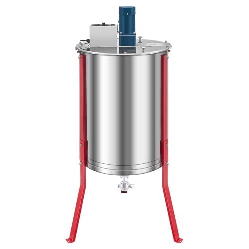 VEVOR Electric Honey Extractor, 6 Frame Honey Extractor with Transparent Lid, 140W Stainless Steel Honeycomb Drum Spinner, Height Adjustable, Honeycomb Extraction Equipment for Beekeeping - style: 6 Frame