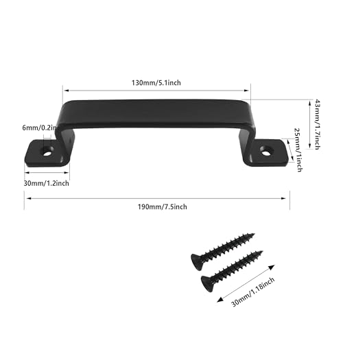 7.5 inch Sliding Barn Door Handle, Black Steel Gate Handle, Modern Cabinet Pull Closet Door Handle for Sliding Barn Door Gate Cabinet Closet Drawer Kitchen Bathroom - size: 1pc