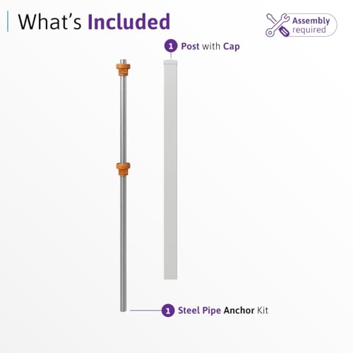 WamBam 5ft White Vinyl Finishing Post | No Dig, Steel Pipe Anchor, for Windsor Fence, BL19109 - color: 5ft Tall Finishing Post