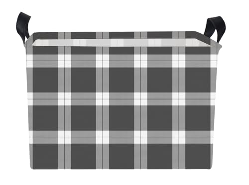 NTAOHAMPER Rectangular Storage Basket Empty,Storage Bin with Handles,Room Decor,Gift Basket,Book Box(Black Grey White Plaid) - color: Black Grey White Plaid