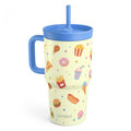 SANDJEST Food Stainless Steel Tumbler 20oz with Handle and Silicone Straw Locking Lid for Kids Boys Girls, Birthday Christmas Back to School - color: Fast Food