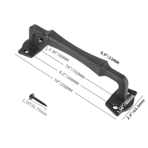 2-Pack 10 Inch Colonial Tapered Barn Door Handle - Black Cast Iron Pull for Sliding Doors, Gates, Sheds, Fences, Closets - Indoor Outdoor Farmhouse Hardware - size: 10" - 2 Pack, style: Colonial Tapered