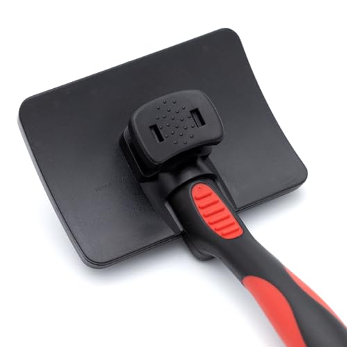Jeffers Pet Self-Cleaning Slicker Brush for Dogs & Cats – Self Cleaning Button, Removes Tangles & Loose Hair, Non Slip Handle for Easy Grooming, Go To Gift for Pet Owners – Black, Red - Large - color: Self Cleaning Slicker, size: Large