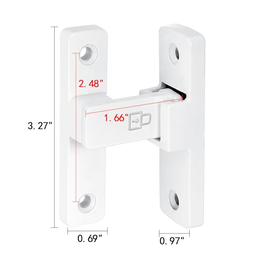 White 90 Degree Barn Door Lock ，Right Angle Door Lock Latch | Zinc Alloy Flip Gate Latches,for bedroom,garage,balcony,barn,sliding door,bathroom,window,cabinet,drawer,pet enclosures - color: White_90 Degree