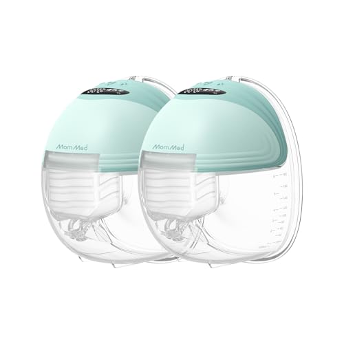 MomMed Wearable Breast Pump (Model S21) – Double Electric Hands-Free Breast Pump, Leak-Proof Design, 3 Modes (Stimulation, Expression, Auto) & 12 Vacuum Levels, Portable and Quiet, Green, 2 Pack - color: Blissful Green
