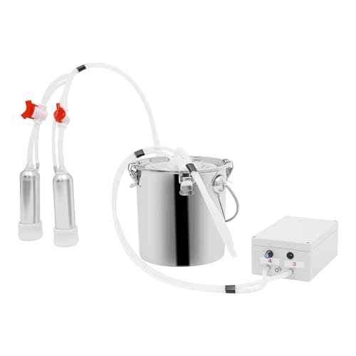 5L/1.3Gal Cow Milking Machine, 2-in-1 Electric Goat Milker Machine, Portable Pulse Vacuum Pump Milker with 304 Stainless Steel Buckets, Adjustable Suction Pulsation Vacuum (5L/ 1.3Gal) - size: 5L/ 1.3Gal
