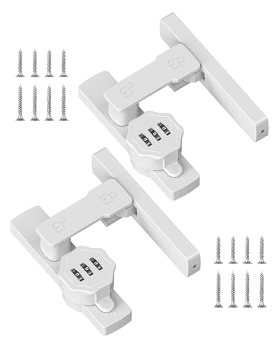 Flip 90/180 Degree Sliding Barn Door Lock Latch, White-2 PCS | Keyless 3-Digit Combination Latch Lock for Shed, Closet, Cabinet, Bedroom, Cupboard, Screen, Sliding/Swinging Door - color: White-2 Pcs