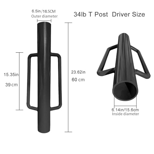Fence Post Driver-34lb T Post Driver with Handles,Heavy Duty Post Pounder,Fence Stake Hammer,Metal Fence Post Hole Digger, Post Rammer for Installing Fences or Wooden Post
