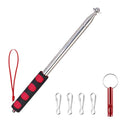 8.2ft Telescopic Flag Pole,Stainless Steel Handheld Portable Extendable Retractable Flagpole with Anti-Slip Grips,Clips,Whistle,Collapsible Telescoping Flag Pole Pointer for Tour Guide,Festival (Red) - color: 8.2ft red and black