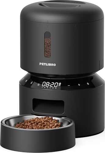 PETLIBRO Automatic Cat Feeder – 3L Programmable Pet Food Dispenser with Airtight Storage, Timed Portion Control, Voice Meal Call & Dual Power Supply, Clog-Free Healthy Feeding for Cats & Small Dogs - color: Black, size: 3l-basic No Cam&app