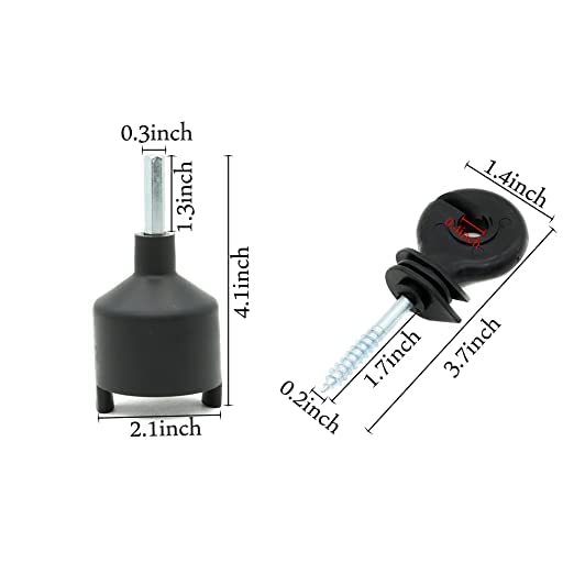 60 Pcs Electric Fence Insulator Screw-in Ring Post Wood with Tool | 1 Pcs Free Insulator Socket Tool, Black