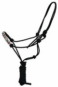 CHALLENGER Horse Nylon Beaded Noseband Braided Black Mule Tape Rope Halter Lead Rope 606200 - color: Aztec