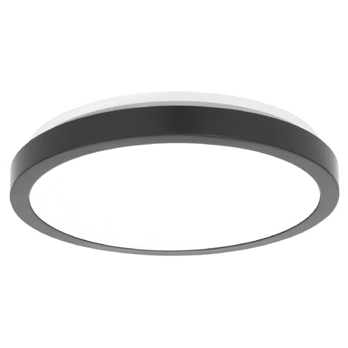 Homewerks 90 CFM Bathroom Exhaust Fan with LED, Matte Black Trim | 1.5 Sones, for Rooms Up to 90 sq ft, Magnetic Trim, Galvanized Steel Housing, EasyAnchor Install, Bathroom Fan with Light - color: 90 CFM Matte Black Round