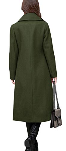 chouyatou Women's Big Notch Lapel Single Breasted Mid-Long Wool Blend Coat - color: Army Green, size: Medium