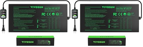 VIVOSUN 48"x20.75" Seedling Heat Mat with Built-in Temperature Controller, UL & MET-Certified Waterproof Plant Heating Pad for Germination, Hydroponics, Brewing, Breeding, and Greenhouses (Pack of 2) - size: 48"x20.75" (Pack of 2)