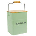 Dog Food storage container Dog Treats Jar,5~6 lb Metal food treats tin for Dog, pet snacks Canisters with wooden lid/handle/sevice scoop-Green - color: Dog-Green