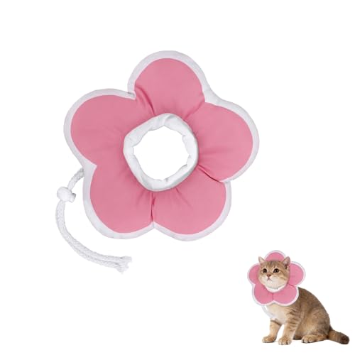 Cute Flower Cone, Anti-Splashing Water Soft E Collar for Cats After Surgery, Neck Pillow for Cozy Sleep and Anti-Licking, Donut Cone for Cats/Puppies to Take Photos (Pink, S) - color: Pink, size: S