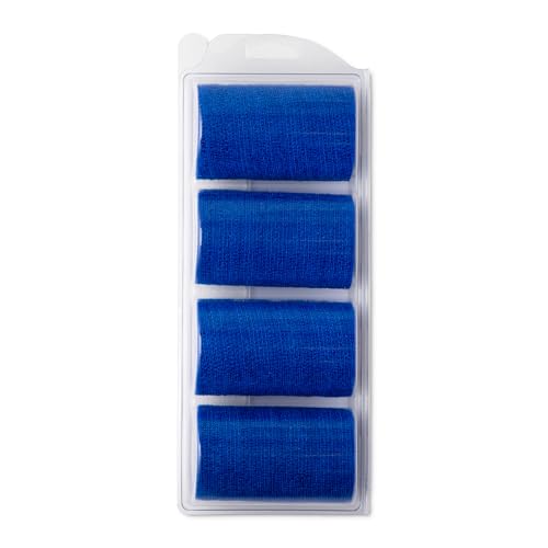 PowerFlex Equine – Extra Strong Self-Adhering Bandage Wrap – Wound Care, Compression & Support Bandage for Horses, Cows & Dogs – Blue, 4 inch, 4 Rolls (Resealable Case) - color: Blue