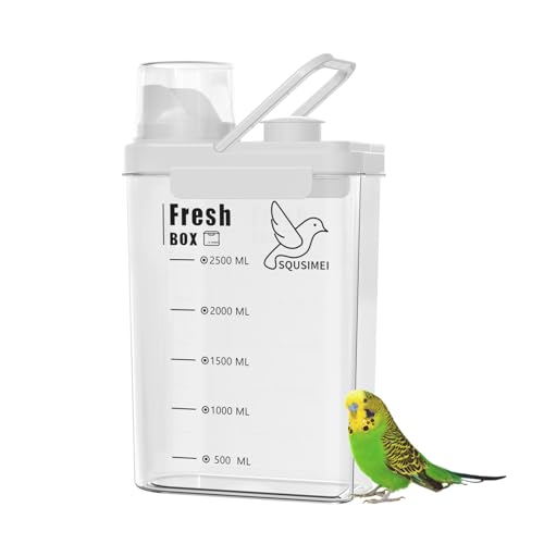 3 Qt/2.8 L Bird Seed Storage Container, Pet Food Container(2.8L, White) | Good Sealing Performance, Portable Handle, with Measuring Cup/Lid, Desiccant Can Be Placed on the Top, BPA Free - color: 2.8L/White