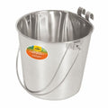 Advance Pet Products 13 Quart Stainless Steel Bucket with Dual Hook | Perfectly Fits on Kennels, Cages and Critter Crates | Heavy Duty Bucket for Pets Cleaning & Food Prep - Flat Sided Pail - size: 13 Quart - Hooked