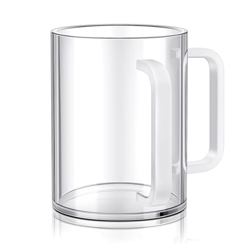 Dingion Judaica Hand Washing Cup for Netilat Yadayim | Clear Acrylic Judaica Hand Washing Cup Stable Dual Clear Handles 5 Inch Netilat Yadayim Cup Traditional Jewish Ritual Kohanim - color: Clear, White Handle