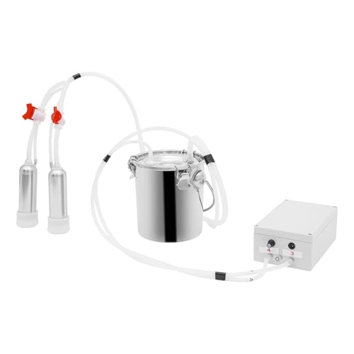 3L/ 0.8Gal Cow Milking Machine, 2-in-1 Electric Goat Milker Machine, Portable Pulse Vacuum Pump Milker with 304 Stainless Steel Buckets, Adjustable Suction Pulsation Vacuum (3L/ 0.8Gal) - size: 3L/ 0.8Gal
