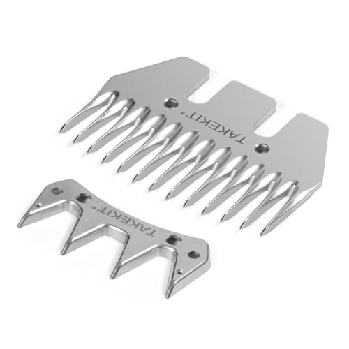 TAKEKIT Sheep Shears Wool Clippers Universal Replacement Blades, Shearing Comb and Cutter Blade Set, Stainless Steel Straight 13-Teeth
