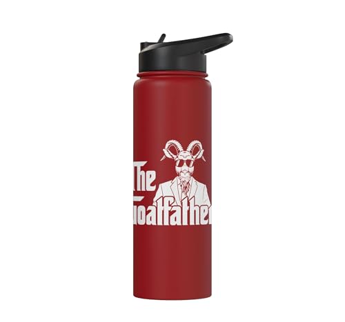 Funny Goat Gift for Men Women Kids Youth Girls Boys Mom Dad Stainless Steel Insulated Water Bottle - color: Red