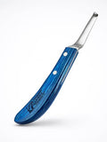 Left-Hand Curved Blade Farrier Hoof Knife, J2 420 Magnetic Stainless Steel Blade, Ergonomic Blue Handle, Horse Hoof Trimming Tool for Sole & Frog Paring - style: Left-Handed