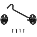5" Hook and Eye Gate Latch, Sturdy Thickened Barn Door Lock Door Latch Hardware for Gates, Windows, Fences, Cabinets, and Sheds, Black, 1 Pack - size: 5 Inch