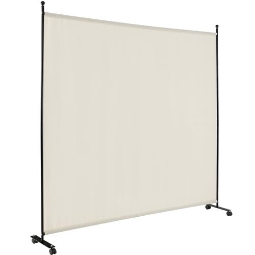 Giantex 73" x 73" Single Panel Room Divider with Wheels, Beige | Mobile Privacy Screen with Lockable Casters, Rolling Fabric Partition Wall for Home, Office, Studio - color: Beige, size: 73''W x 73''H (1 Panel)