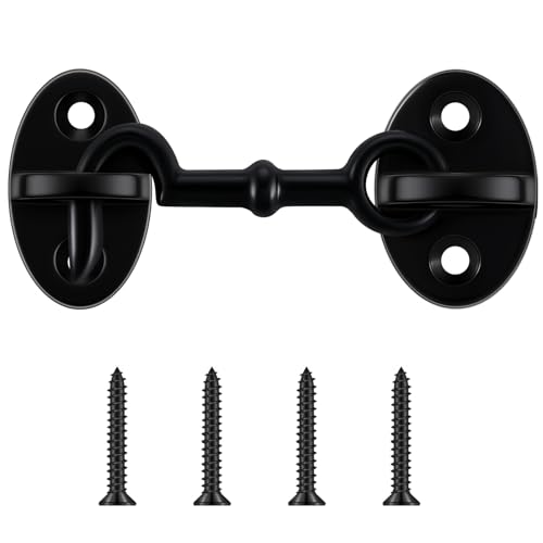 1 Piece 2.75 Inch Brass Hook and Eye Latch Gate Door Latch, Black | Cabin Hook Lock Door Lock Hardware Best for Window, Sliding, Shed, Fence, Gate, Cabinet, Bathroom, Closet - color: Black, size: 2.75 Inch